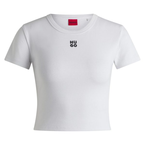 Hugo Boss T-shirt Slim en coton mélangé à logo revisité brodé