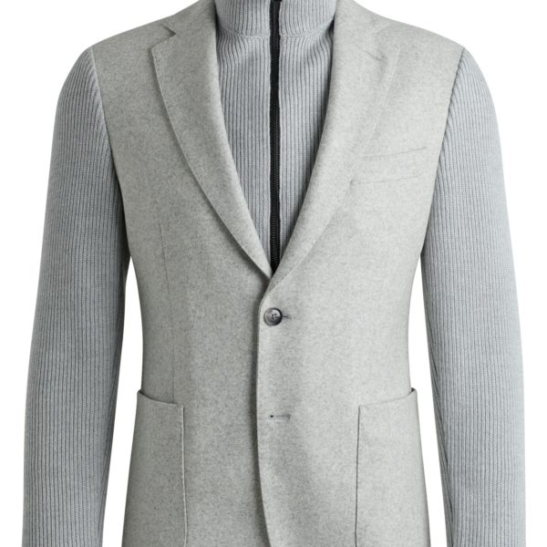 Veste Slim à manches et empiècement en maille – Hugo Boss