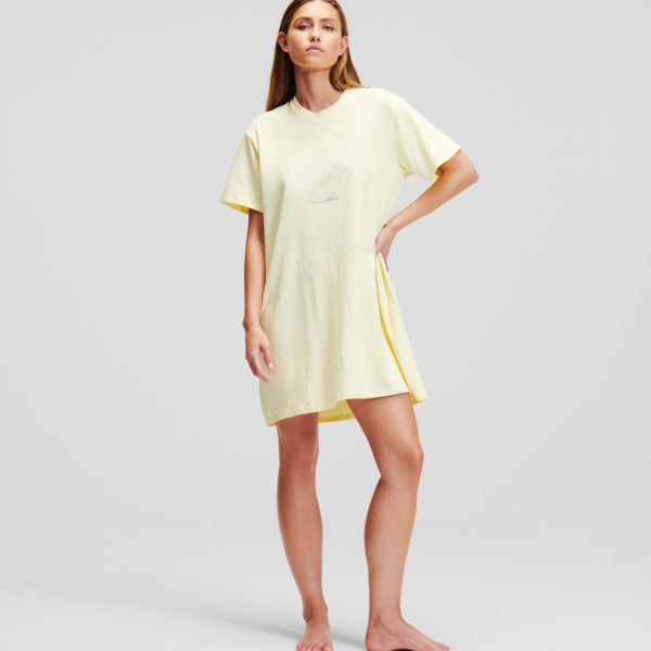 Karl Lagerfeld, Robe T-shirt De Pyjama Ikon, Femme, Jaune pastel/argent, Taille: XL Karl Lagerfeld