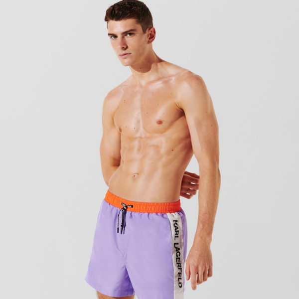 Karl Lagerfeld, Short De Bain Colorblock, Homme, Violet bougainvillier, Taille: XS Karl Lagerfeld