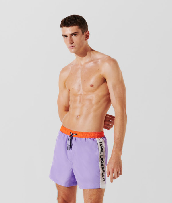 Karl Lagerfeld, Short De Bain Colorblock, Homme, Violet bougainvillier, Taille: XS Karl Lagerfeld