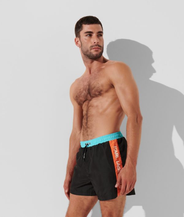 Karl Lagerfeld, Short De Bain Colorblock, Homme, Noir, Taille: XXS Karl Lagerfeld