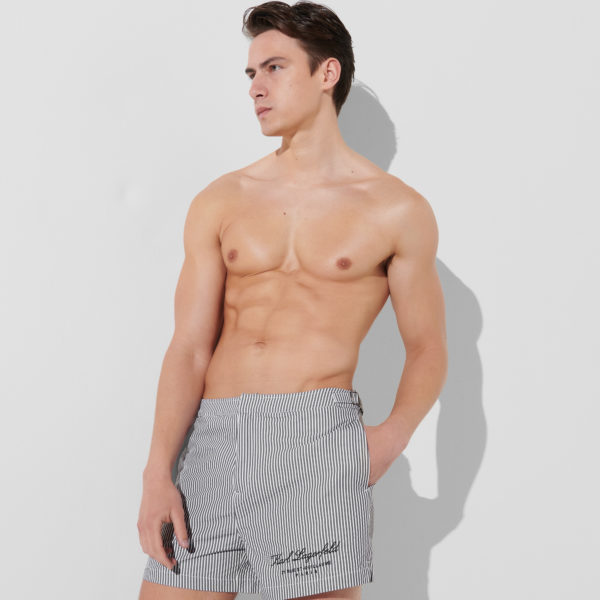 Karl Lagerfeld, Short De Surf Hotel Karl À Rayures, Homme, Rayure blanche ton sur ton, Taille: XM Karl Lagerfeld