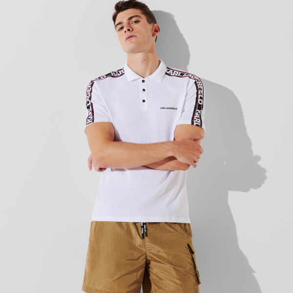 Karl Lagerfeld, Polo De Plage Avec Logo Karl, Homme, Blanc, Taille: XXL Karl Lagerfeld