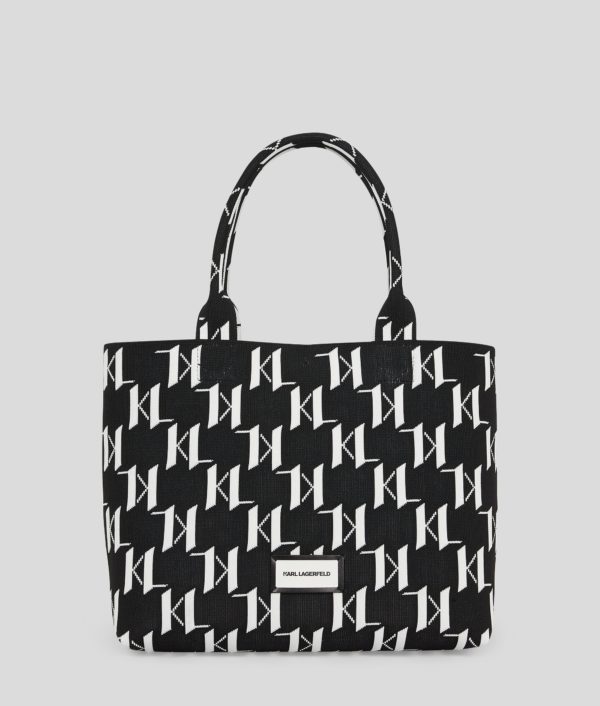 Karl Lagerfeld, Grand Sac Cabas En Tricot K/monogram, Femme, Noir/Blanc, Taille: X00 Karl Lagerfeld