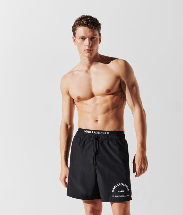 Karl Lagerfeld, Short De Bain Mi-long Rue St-guillaume, Homme, Noir, Taille: XXL Karl Lagerfeld