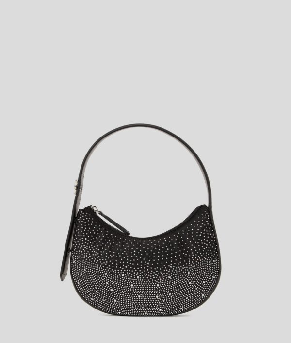 Karl Lagerfeld, Sac Demi-lune À Strass K/soirée, Femme, Noir, Taille: X00 Karl Lagerfeld