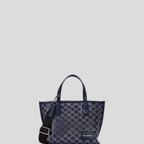 Karl Lagerfeld, Petit Sac Cabas K/voyage, Femme, Monogramme bleu marine, Taille: X00 Karl Lagerfeld