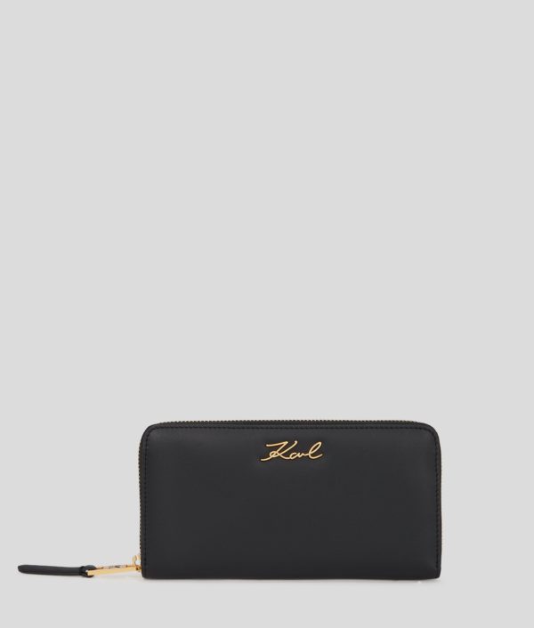 Karl Lagerfeld, Portefeuille K/signature Continental, Femme, Noir/Or, Taille: X00 Karl Lagerfeld