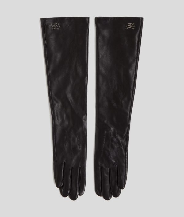 Karl Lagerfeld, Longs Gants En Cuir K/autograph, Femme, Noir, Taille: XS Karl Lagerfeld