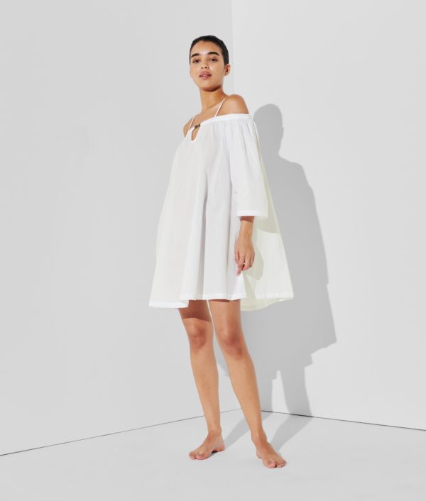 Karl Lagerfeld, Robe De Plage À Épaules Dénudées K/signature, Femme, Blanc, Taille: XS Karl Lagerfeld