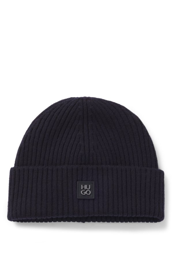 Hugo Boss Bonnet en laine vierge avec logo revisité