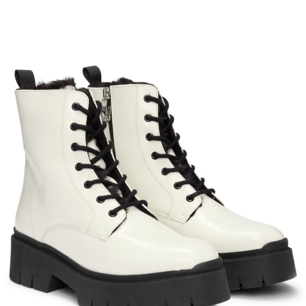 Hugo Boss Bottines en similicuir avec tirette de fermeture éclair à logo