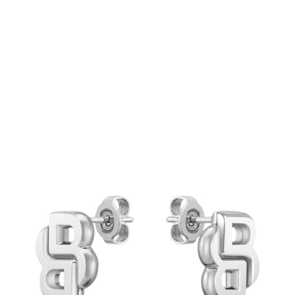 Hugo Boss Boucles d’oreilles argentées à double monogramme B