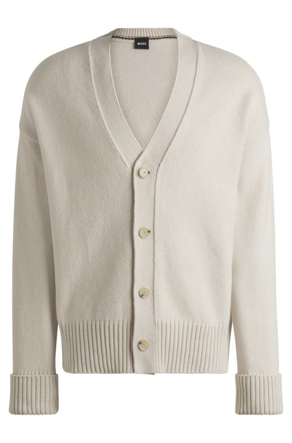Hugo Boss Cardigan Relaxed boutonné sur le devant avec poignets à bord-côtes