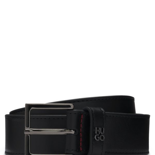 Hugo Boss Ceinture en cuir avec passant à logo revisité et garniture en métal argenté