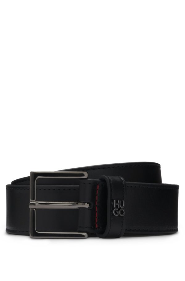 Hugo Boss Ceinture en cuir avec passant à logo revisité et garniture en métal argenté