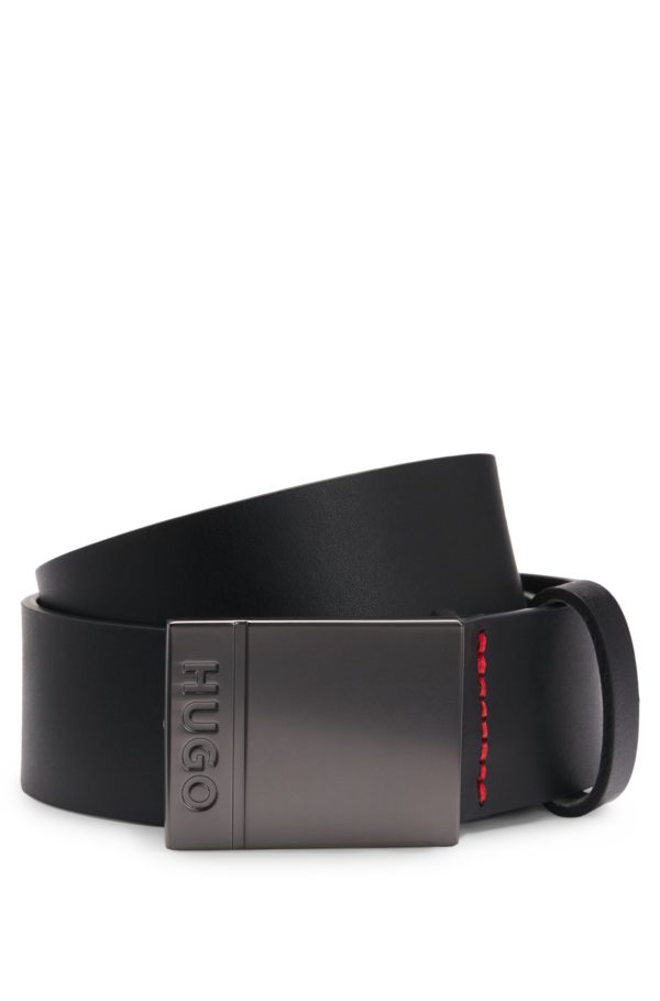 Hugo Boss Ceinture en cuir italien avec boucle plate à logo gravé