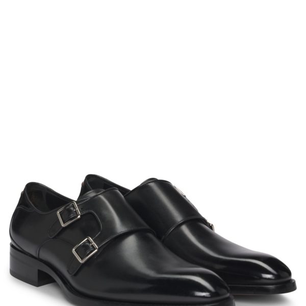 Chaussures en cuir bruni à double bride – Hugo Boss