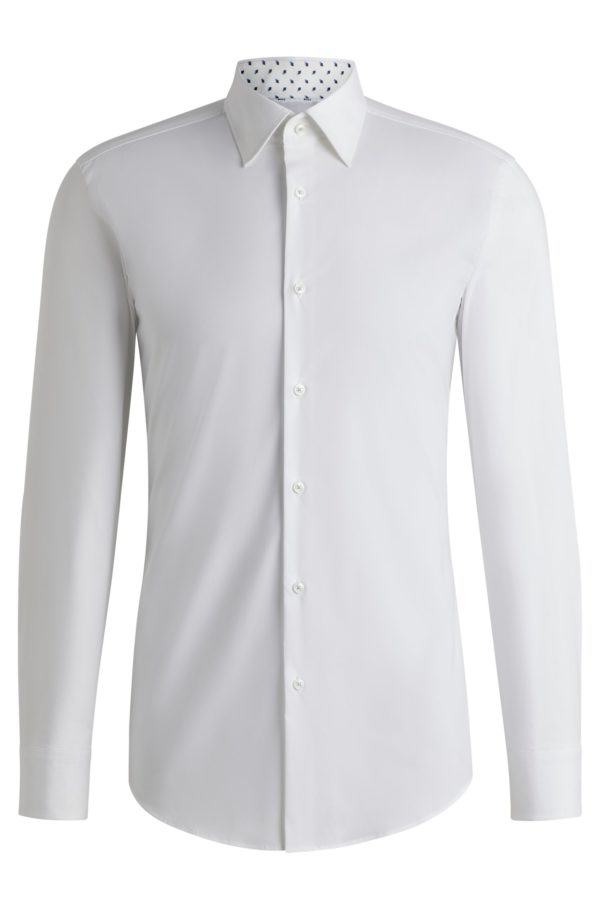 Hugo Boss Chemise Slim en popeline de coton stretch facile à repasser