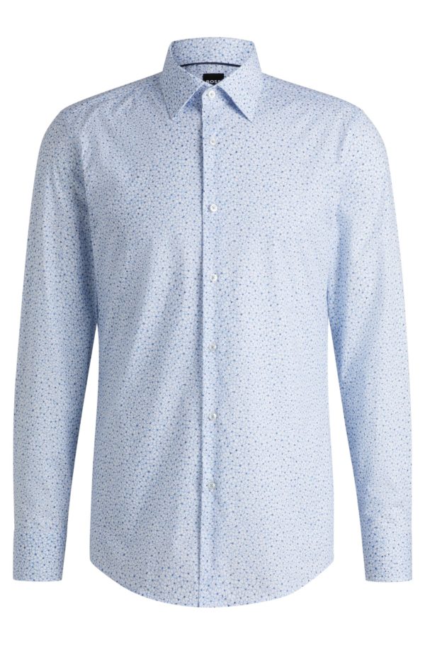 Hugo Boss Chemise Slim en popeline de coton stretch imprimé