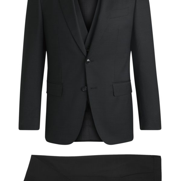 Costume Slim trois pièces en laine stretch à motif – Hugo Boss