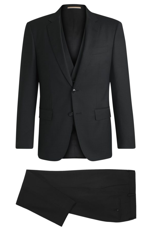 Hugo Boss Costume Slim trois pièces en laine stretch à motif