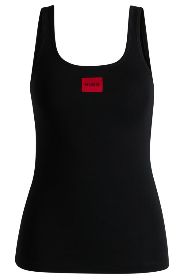 Hugo Boss Débardeur en coton stretch avec étiquette logotée rouge