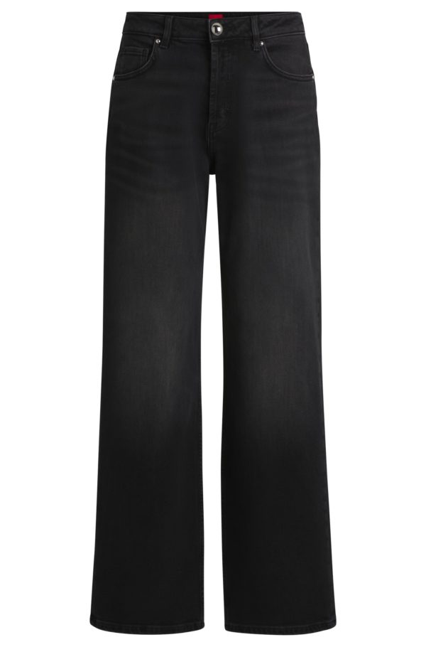 Hugo Boss Jean taille haute à la coupe droite en denim stretch noir