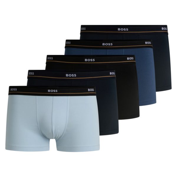 Lot de cinq boxers courts en coton stretch avec taille logotée – Hugo Boss