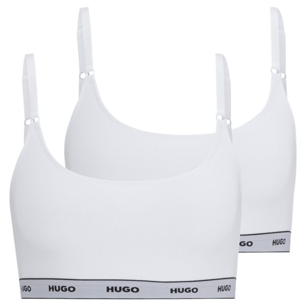 Lot de deux brassières en coton stretch avec bandeaux logotés – Hugo Boss