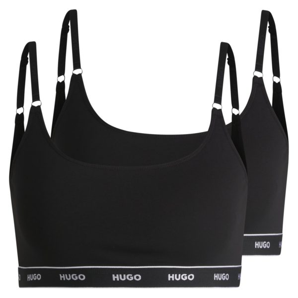 Lot de deux brassières en coton stretch avec bandeaux logotés – Hugo Boss