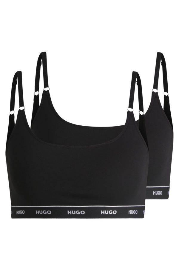 Hugo Boss Lot de deux brassières en coton stretch avec bandeaux logotés