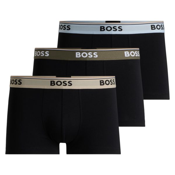 Lot de trois boxers courts en coton stretch avec taille logotée – Hugo Boss