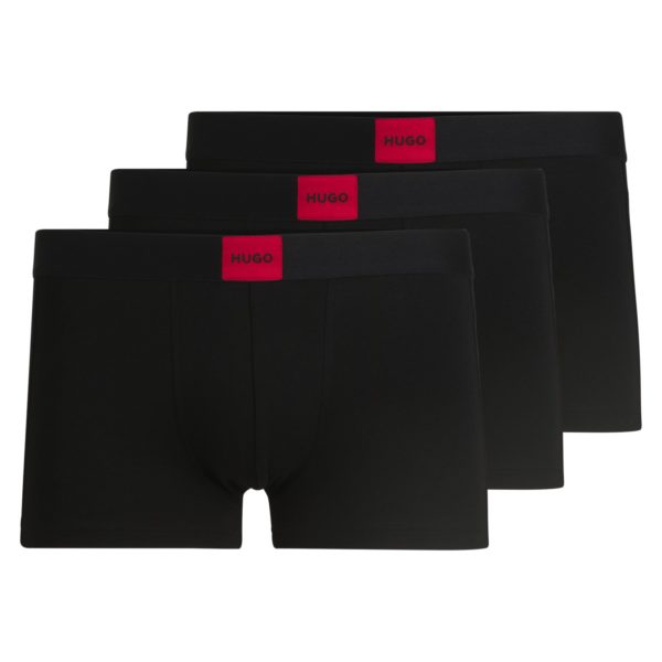 Lot de trois boxers courts en coton stretch avec taille logotée – Hugo Boss