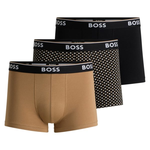 Lot de trois boxers courts en coton stretch avec taille logotée – Hugo Boss