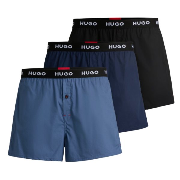 Lot de trois boxers en coton avec taille logotée – Hugo Boss