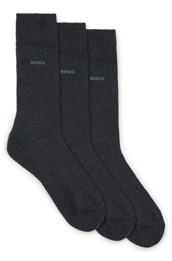 Hugo Boss Lot de trois paires de chaussettes mi-mollet en maille stretch
