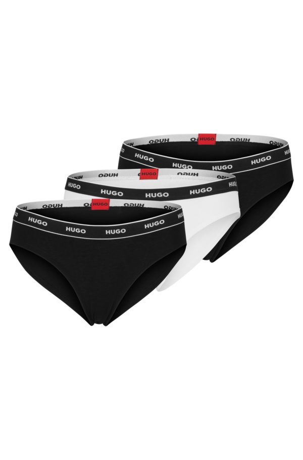 Hugo Boss Lot de trois slips en coton stretch avec taille logotée