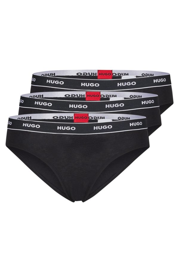 Hugo Boss Lot de trois slips en coton stretch avec taille logotée