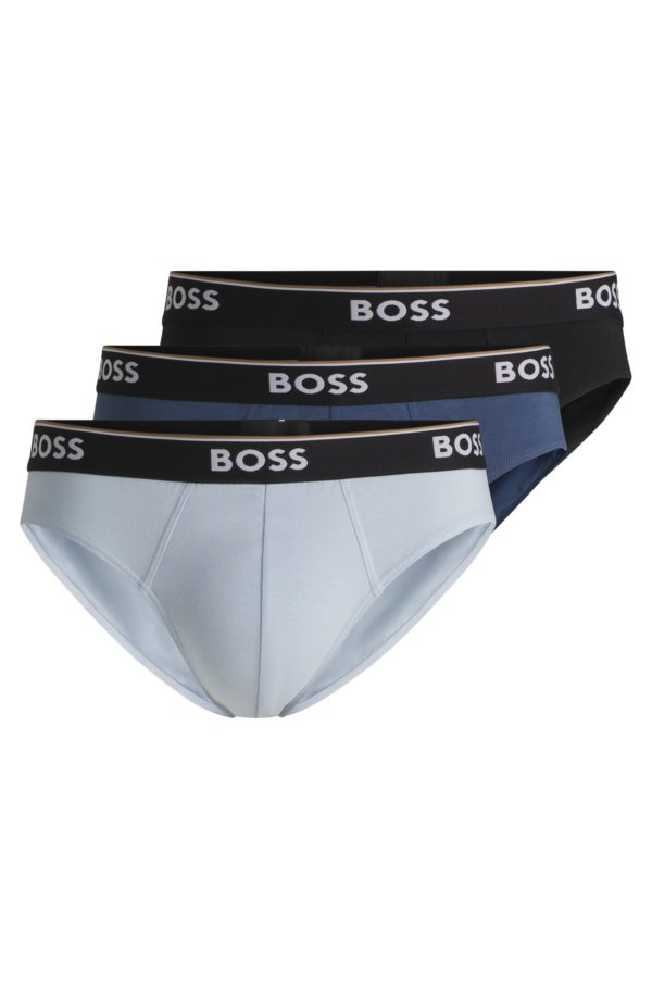 Hugo Boss Lot de trois slips en coton stretch avec taille logotée