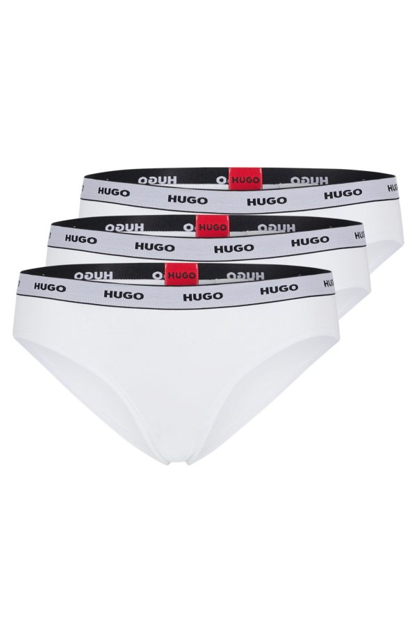 Hugo Boss Lot de trois slips en coton stretch avec taille logotée