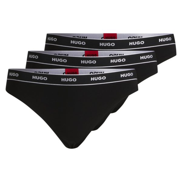 Lot de trois strings avec taille logotée – Hugo Boss
