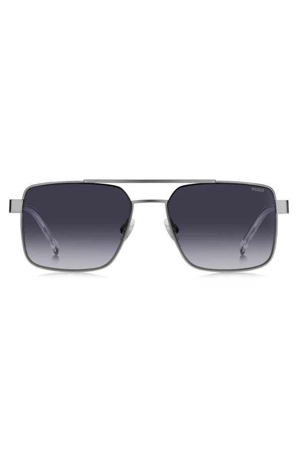 Hugo Boss Lunettes de soleil à double pont en métal gris