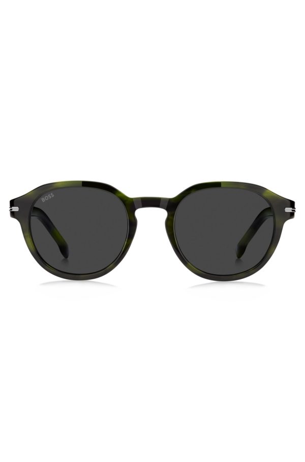 Hugo Boss Lunettes de soleil écailles vertes avec charnières argentées