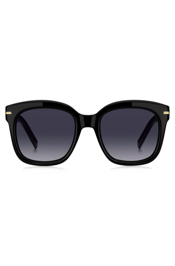 Hugo Boss Lunettes de soleil en acétate noir avec charnières dorées