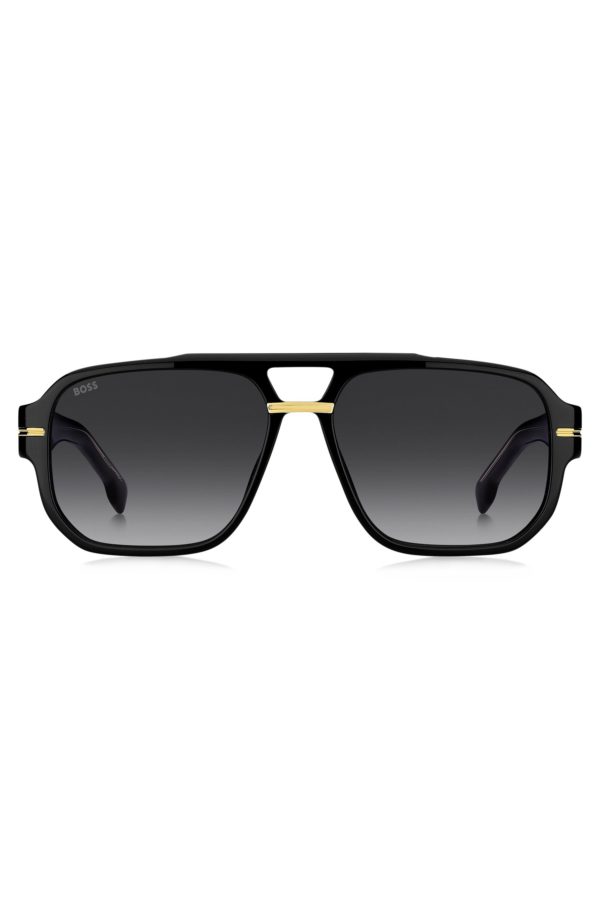 Hugo Boss Lunettes de soleil en acétate noir avec détails dorés