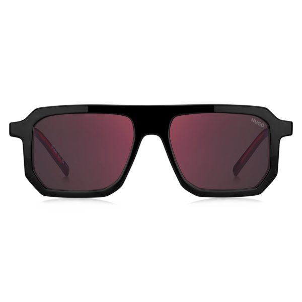 Hugo Boss Lunettes de soleil noires avec détails rouges emblématiques