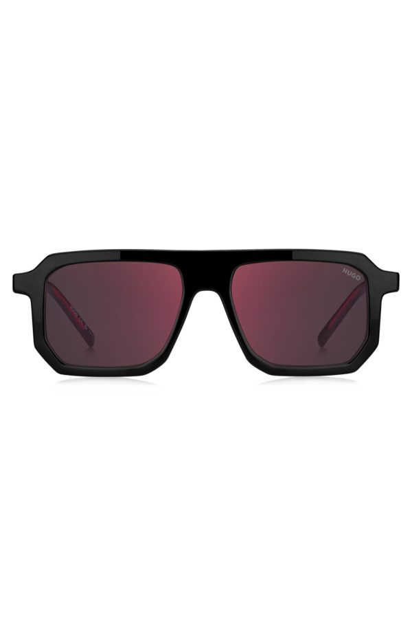 Hugo Boss Lunettes de soleil noires avec détails rouges emblématiques
