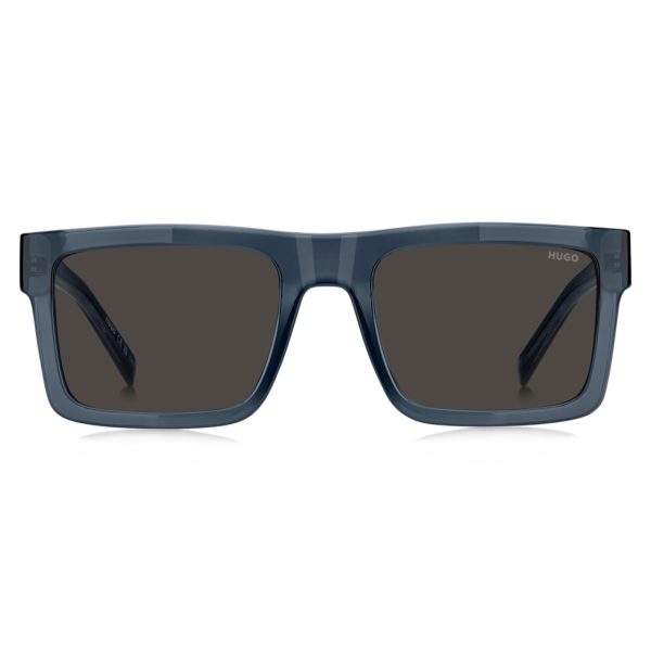 Hugo Boss Lunettes de soleil teinte bleue transparente avec verres gris